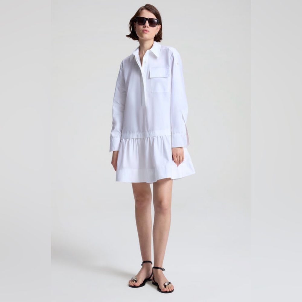 NEW ALC Brooke Mini Dress Stylish White Shirt Dress